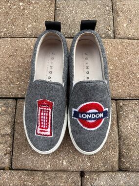 Joshua Sander Grey London Slip-On Shoes with London Patches